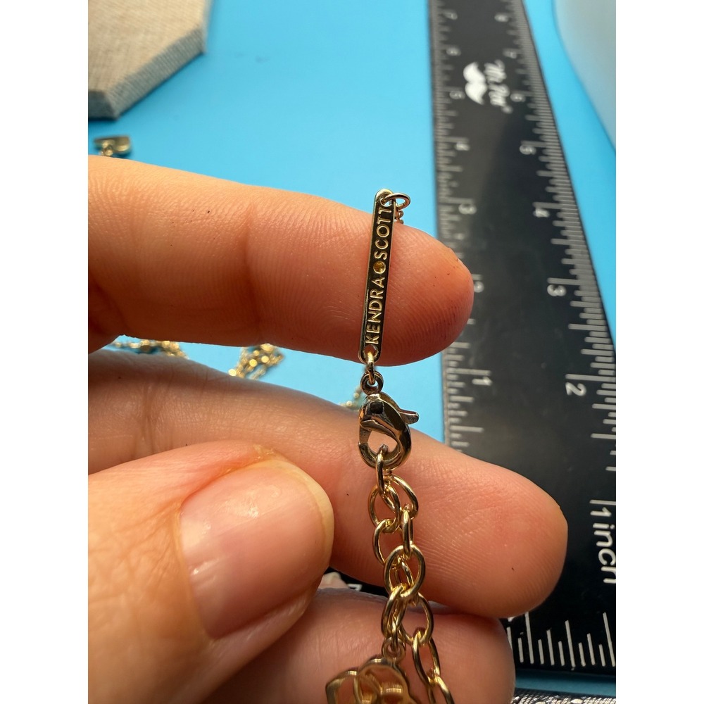Kendra Scott Ari Heart Multi Strand Necklace Gold Tone Layered Satellite Chain - Picture 3 of 5